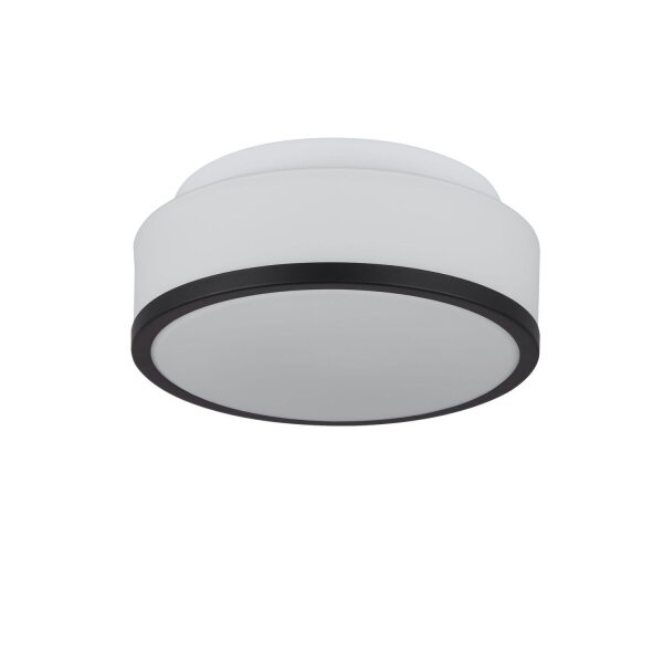 Badezimmerleuchte Decke Ø 23 cm rund Glas Weiß Schwarz IP44