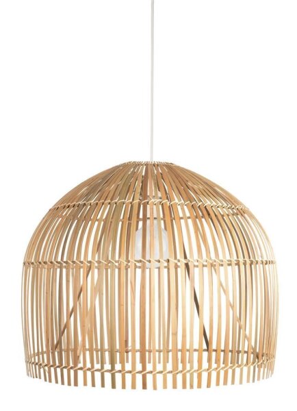 Hängeleuchte E27 Ø 60 cm Weiß Natur Holz Bambus Korb Boho