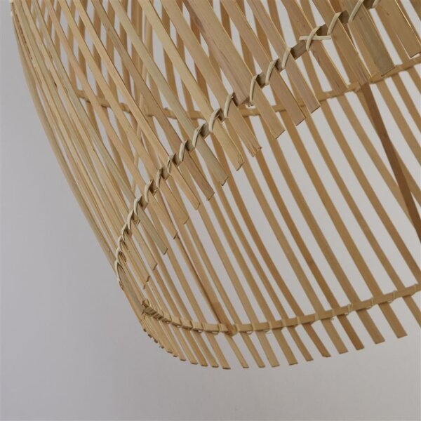 Hängeleuchte E27 Ø 60 cm Weiß Natur Holz Bambus Korb Boho