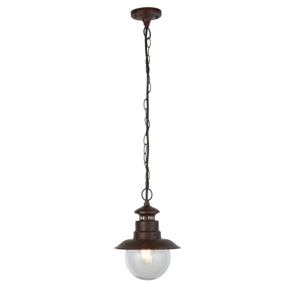 Hängelampe außen IP44 E27 D: 21,5 cm in Rostbraun JOHN