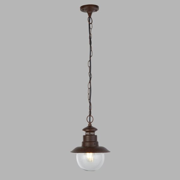 Hängelampe außen IP44 E27 D: 21,5 cm in Rostbraun JOHN