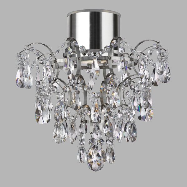 Lampe de plafond IP44 cristal Ø 36 cm GU10 chrome Salle de bains