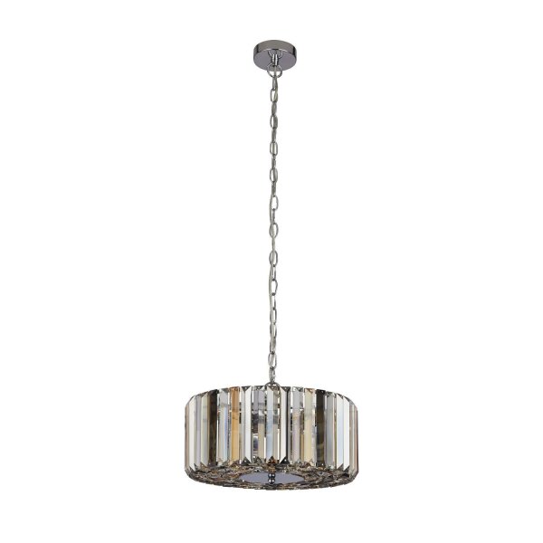 Suspension Art Déco ronde Ø 35 cm cristal verre fumé