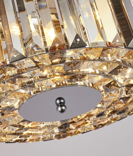 Suspension Art Déco ronde Ø 35 cm cristal verre fumé
