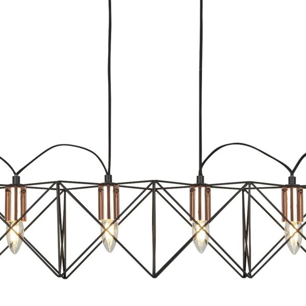 Lampe à suspendre métal 110 cm de long H : max. 145 cm Noir Cuivre