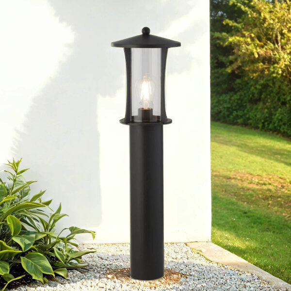 Stehleuchte außen IP44 73 cm E27 Schwarz Alu Glas Garten