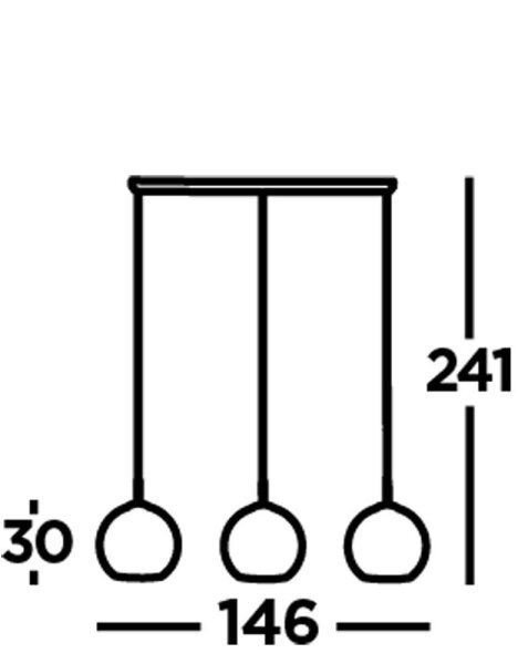 Hängeleuchte 3-flammig E27 Schwarz Rauchgrau B: 146 cm