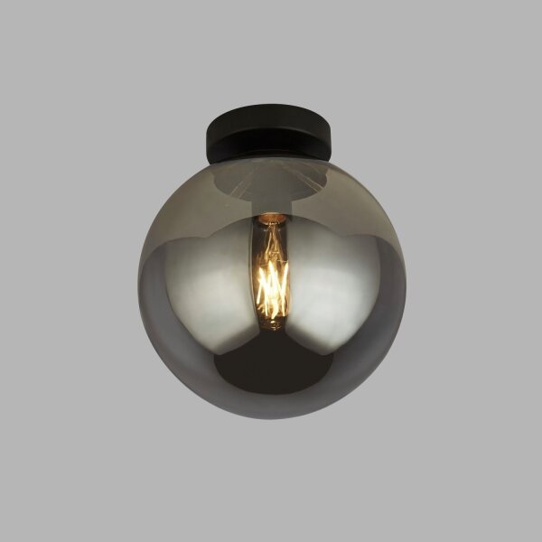 Deckenleuchte Rauchglas Metall E27 Ø25 cm rund Kugel