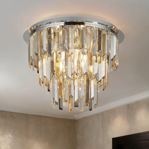 Deckenleuchte Kristall Ø 45 cm Rauchglas Art Déco