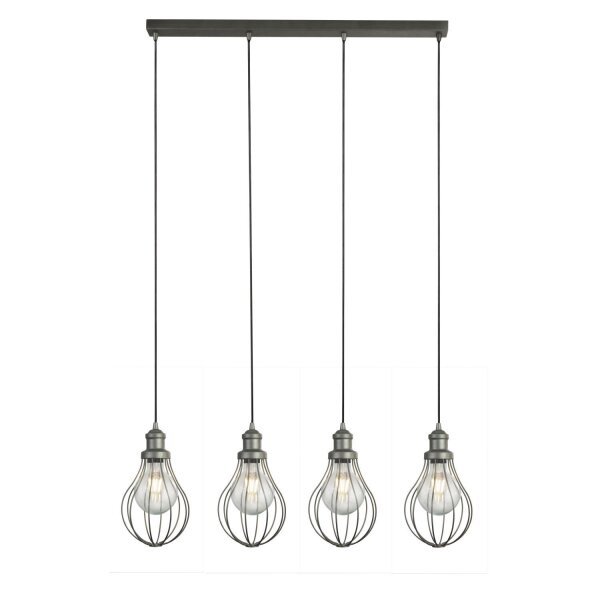 Suspension en métal L : 81 cm H. max. 1,2 m en argent 4x E27