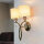 Applique murale 2 flammes en laiton antique naturel E14 tissu