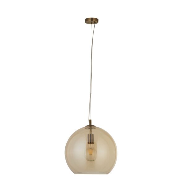 Hängelampe Glas rund Ø 35 cm E27 in Messing Antik Bernstein