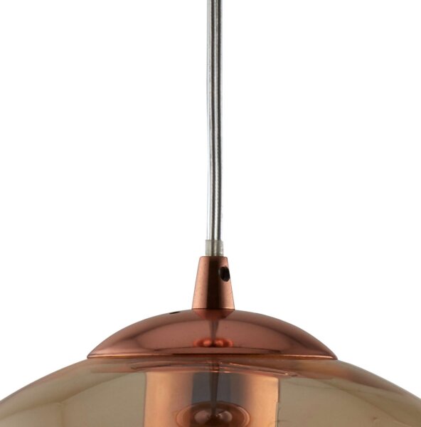 Hängelampe Glas rund Ø 35 cm E27 in Messing Antik Bernstein