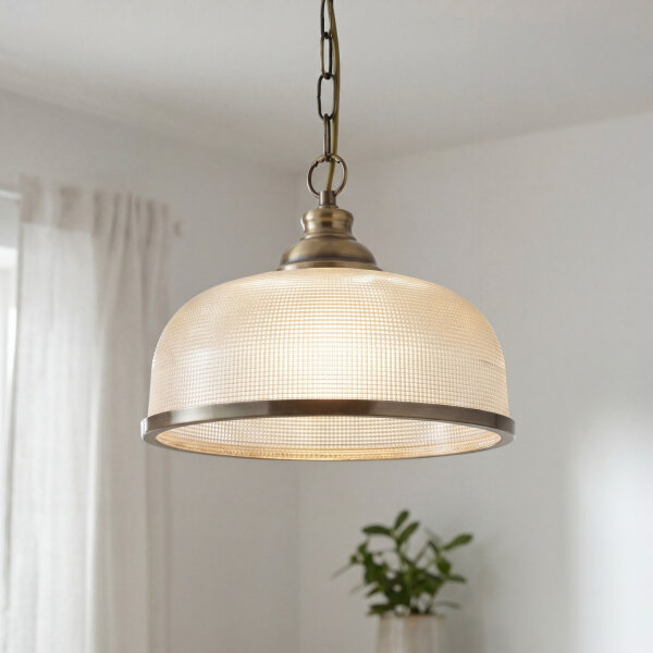 Hängeleuchte Glas Metall Ø 27 cm rund H: max. 1,2 m E27