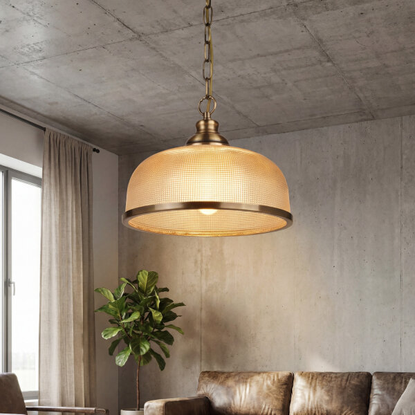 Hängeleuchte Glas Metall Ø 27 cm rund H: max. 1,2 m E27
