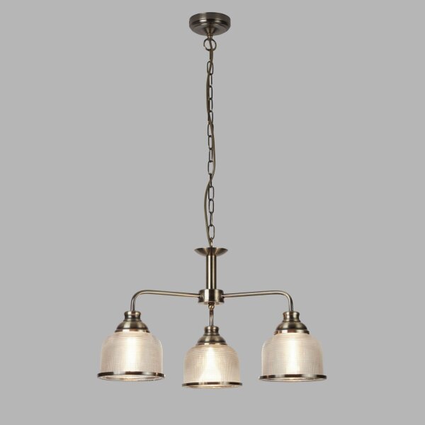 Lampe à suspendre laiton antique transparent Ø 56 cm métal verre 3x E27