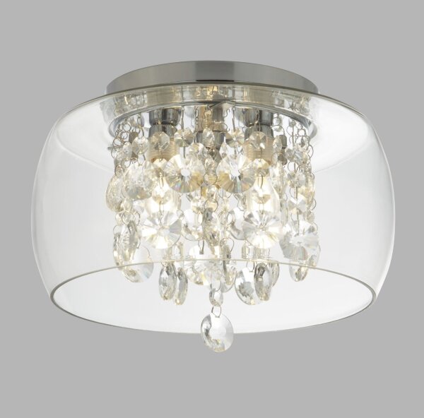 Deckenleuchte Badezimmer IP44 D: 28 cm Glas 3x G9