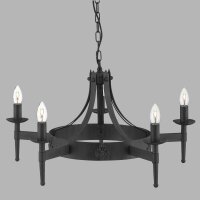 Lustre rond Ø 67 cm fer forgé massif 5x E14