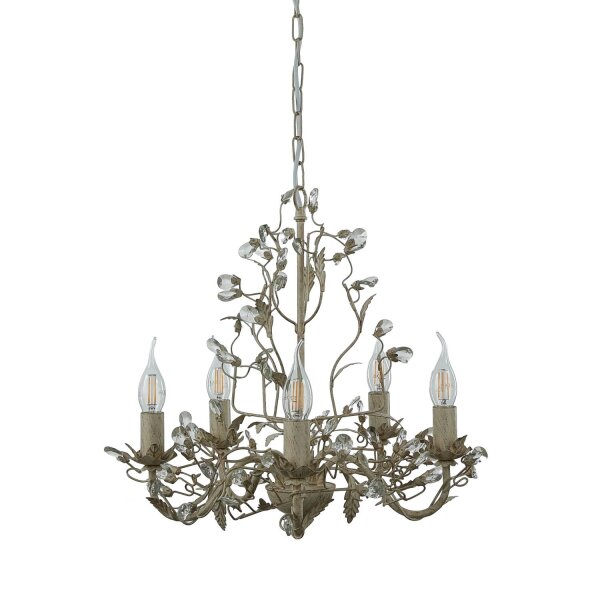 Lustre en cristal Floral en shabby crème or Ø 50 cm