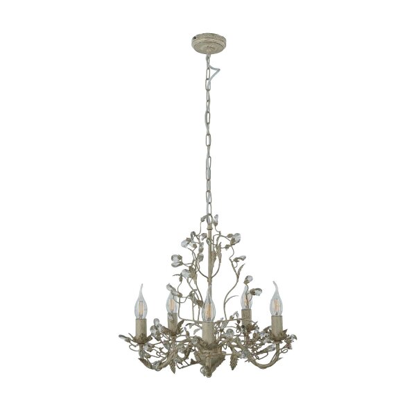 Lustre en cristal Floral en shabby crème or Ø 50 cm