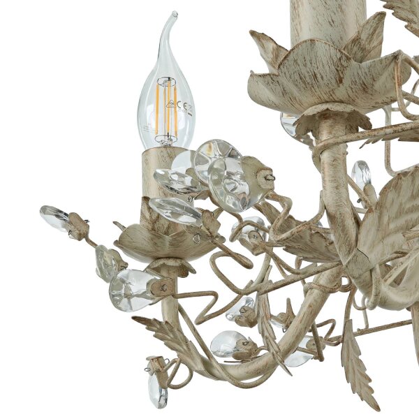 Lustre en cristal Floral en shabby crème or Ø 50 cm