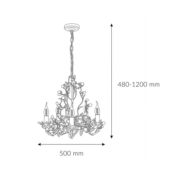 Lustre en cristal Floral en shabby crème or Ø 50 cm