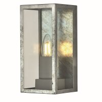 Außenwandlampe IP44 in Silber E27 Glas Metall eckig...