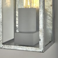 Außenwandlampe IP44 in Silber E27 Glas Metall eckig...