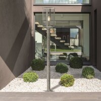 Stehlampe außen 90 cm IP44 in Silber eckig E27 Glas...