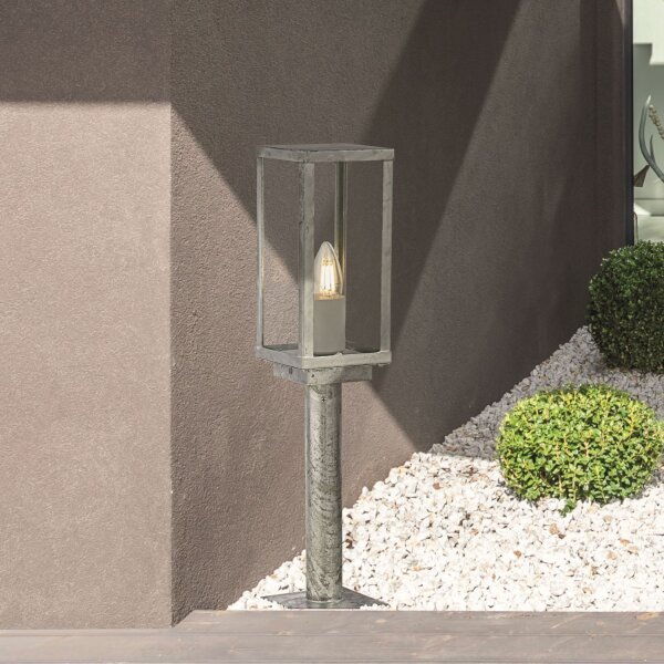 Außenlampe Garten 50 cm IP44 in Silber eckig E27