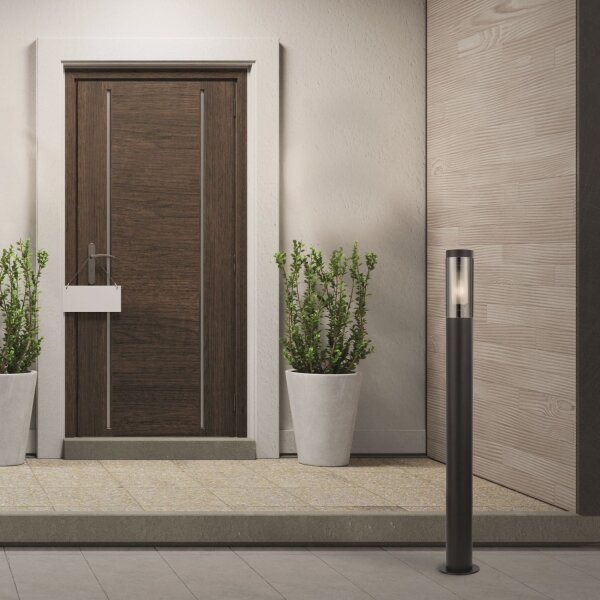 Borne déclairage Noir Gris Fumé IP44 E27 90 cm Acier inoxydable