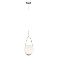 Suspension verre m&eacute;tal E27 en argent blanc Art...