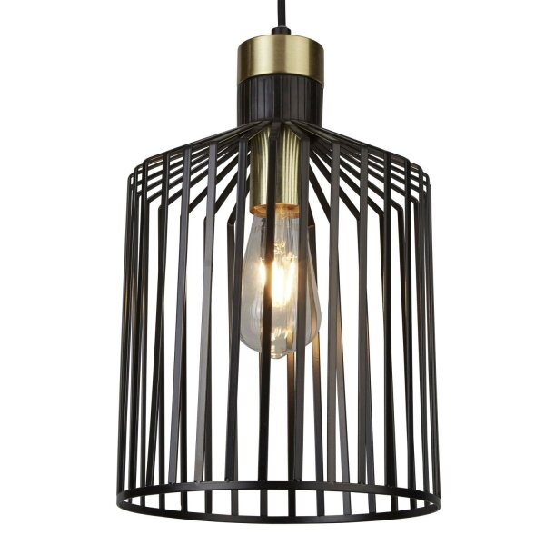 Lampe à suspendre métal Ø 22 cm en noir laiton E27