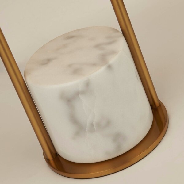 Lampe de table en marbre socle H : 62 cm grand en or blanc E27