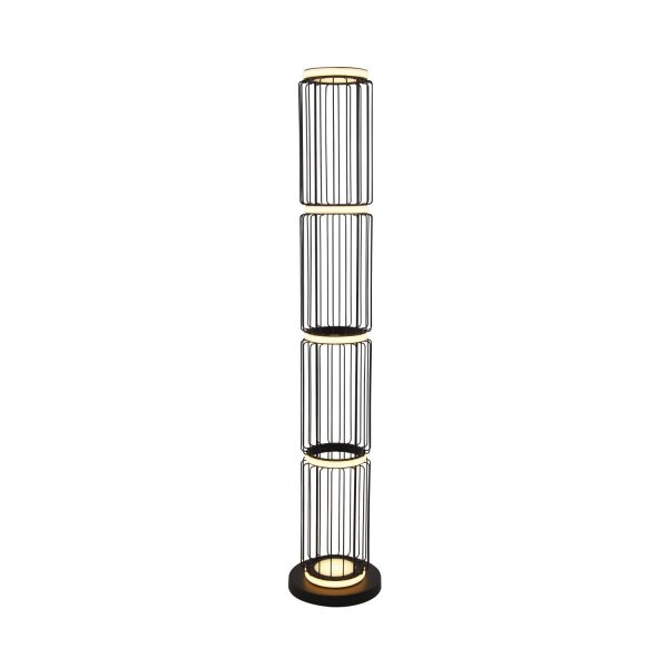 Niedrige Stehlampe LED 117 cm Schwarz Weiß rund
