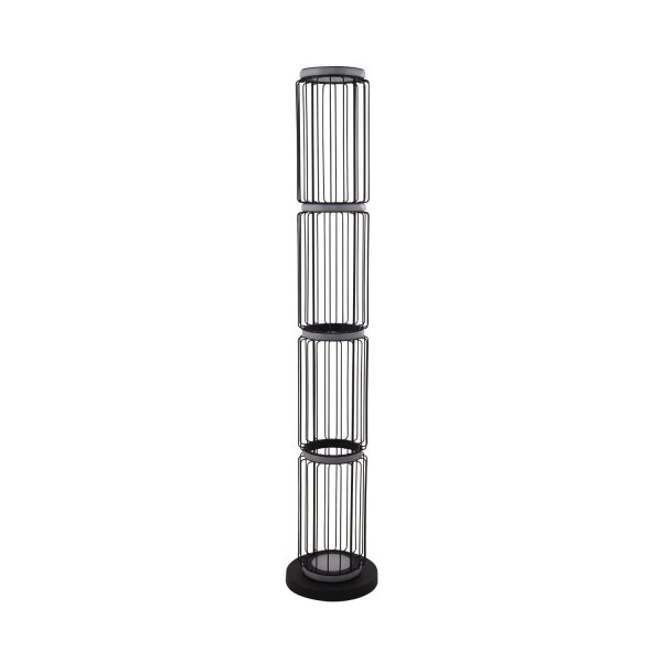 Niedrige Stehlampe LED 117 cm Schwarz Weiß rund