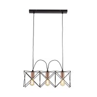 Lampe à suspendre 3 flammes E27 en noir cuivre L :...