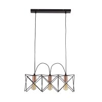 Lampe à suspendre 3 flammes E27 en noir cuivre L :...
