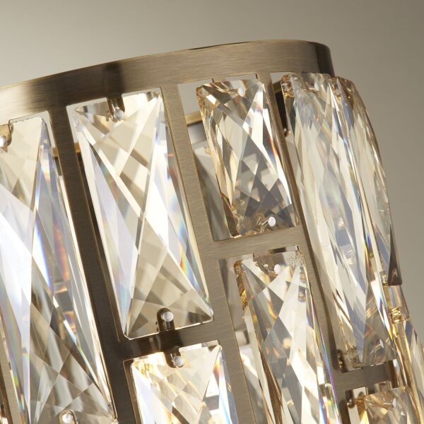 Tischlampe in Messing Antik Champagner E14 47 cm Kristall