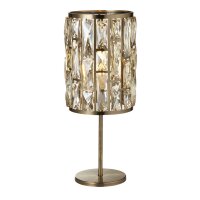Lampe de table en laiton antique champagne E14 47 cm cristal