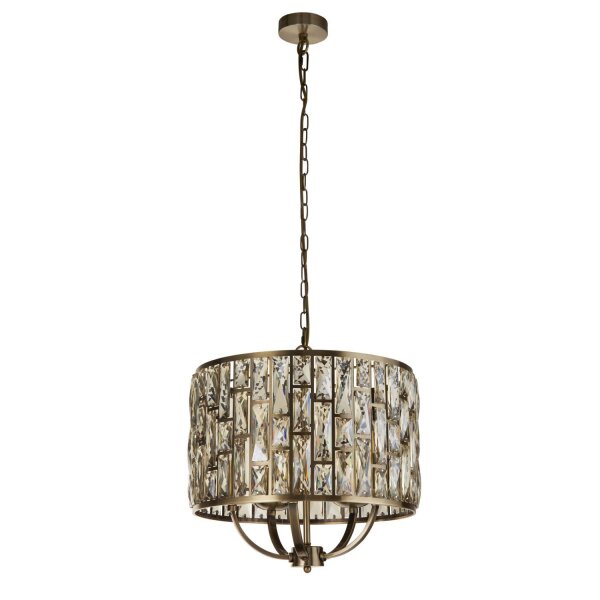 Suspension ronde Ø 44 cm cristal en laiton crème 5x E14