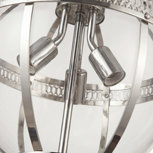 Lampe à suspendre ronde Ø 32 cm Art Nouveau Boule Abat-jour Chrome Clair