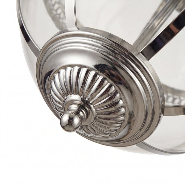 Lampe à suspendre ronde Ø 32 cm Art Nouveau Boule Abat-jour Chrome Clair