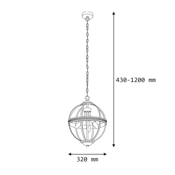 Lampe à suspendre ronde Ø 32 cm Art Nouveau Boule Abat-jour Chrome Clair