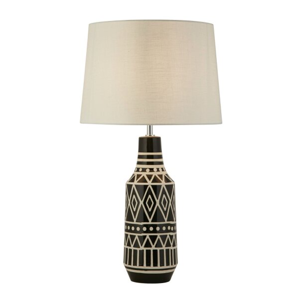 Lampe de chevet E27 69 cm Noir Blanc Céramique Tissu
