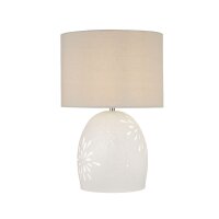 Nachttischlampe Weiß Beige Keramik Leinen E27 49 cm...