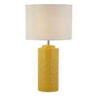 Tischlampe Keramik Leinen 52 cm Ø 28 cm in Gelb...