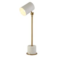Schreibtischlampe Weiß Messing E27 51,5-63 cm...