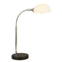 Schreibtischlampe Glas Metall H: 49 cm Weiß Chrom...