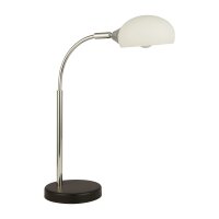 Schreibtischlampe Glas Metall H: 49 cm Weiß Chrom...